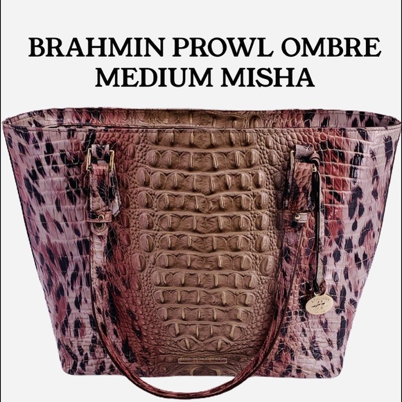 BRAHMIN MEDIUM MISHA PROWL CHEETAH PINK GOLD TOTE - Picture 2 of 12